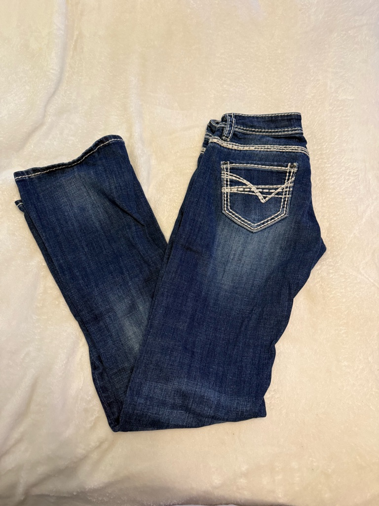 Womens Dark Indigo Bootcut Jeans With Contrast Stitched Pocket